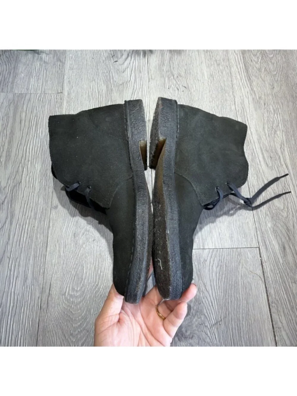 Clarks Original Desert Mens 8.5 Black Suede Crepe Sole Casual Daily Chukka Boot
